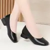 Estilo para ir al trabajo, cómodos, de punta cuadrada, corte bajo, elegantes zapatos planos con suelas suaves y tacones gruesos, zapatos de trabajo sencillos y profesionales que no cansarán tus pies, zapatos de mujer