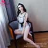 Desnudo Espalda Traje de Maid de Una Pieza Tentación Encaje Empalme Sexy Set de Ropa Interior Una Pieza Envío Directo Negro