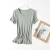 [Processamento e Personalização] Blusa Redonda de Seda Gélida de Amora para o Verão, Camiseta Solta de Manga Curta de Seda em Cores Doces