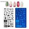 Plantilla de acero para estampado de arte de uñas rectangular con copo de nieve navideño transfronterizo serie de herramientas de transferencia de impresión para arte de uñas