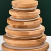 Pote de Armazenamento Tampa de Madeira de Bambu com Anel de Silicone Tampa de Vedação Tampa Redonda de Vidro para Copo Tampa de Garrafa de Vidro Tampa Universal de Madeira de Bambu Fabricante
