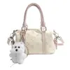 Bolso de mano estilo coreano con estampado Boston para mujer, nuevo bolso cruzado versátil de nicho color crema, bolso de hombro casual para el día a día