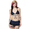 Bikini Corto Sexy de Cuadros con Estampado de Calaveras Y2K Transfronterizo Conjunto Ropa de Playa Sexy para Mujer Verano Europeo y Americano