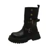Botas Martin Retro Mujer 2026 Otoño Invierno Nuevo Estilo Británico Marrón Maillard Botas Suela Gruesa Aumentadoras de Altura Botines Negros