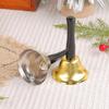Papai Noel de madeira com cabo de madeira, sino de mão, sino de Natal dourado e prateado, suprimentos de decoração, sino de chamada de ordem de classe