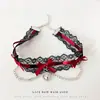 Collar con Colgante de Corazón con Borde de Encaje para Mujer, Gargantilla de Moda Negra de Nicho, Cadena Personalizada Simple para Clavícula, Estilo Oscuro