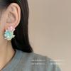 Primavera y Verano Nuevos Aretes de Flores Coloridos Dopamina para Mujer Dulces Franceses de Diseño Nicho de Alta Gama Aretes Manguito para la Oreja