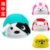 Gorro de natación de tela sin presión para niños con cabello largo y corto, lindo diseño de dibujos animados para niños y niñas, gorro de natación para bebés y niños pequeños que no aprieta la cabeza