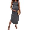 Estilo Nuevo Transfronterizo Europeo y Americano Verano 2026 Ceñidor de Cintura Color Sólido Sin Mangas Casual Moda Elegante Ajustado Cuello Redondo Vestido de Maternidad