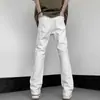 Jeans Bootcut Americano Branco da Moda Masculino Verão Cor Sólida Slim Fit Versátil Perna Reta High Street Casual Calças Compridas