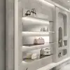 Estante de Pared para Tienda de Ropa Acero Inoxidable Luminoso Tablero de Una Palabra Estante de Exhibición de Cosméticos Montado en Pared Estante de Exhibición Estante de Exhibición