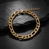 Pulseira Corrente Cubana de Aço Titânio Dourado Volkswagen para Homens, Joia de Corrente Tendência Hip-Hop Não Desbota