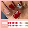 Uñas Cortas Trapezoidales Navideñas de Comercio Exterior, Uñas Fashion Portables Rosa Nude con Destellos, 30 Piezas de Ambiente Festivo Dulce y Fresco Manicura