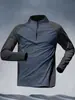 Camiseta de Entrenamiento Media Cremallera para Hombre para Primavera y Otoño, Secado Rápido, Diseño Color Block, para Atletismo, Running y Fitness