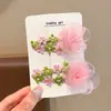 Pinza para el pelo de malla floral de hada de principios de verano, clip para flequillo con ambiente de estilo floral pastoral de chica dulce, pinza lateral femenina
