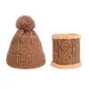 Chapéu de lã tricotado para outono e inverno com forro de fleece, chapéu de chenille espessado para proteção das orelhas, chapéu com aquecedor de pescoço integrado, à prova de frio e quente