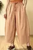 Calça Cropped Feminina Versátil de Verão Fina Estilo Artístico Xadrez Retrô, Calça Casual Larga Confortável Xadrez