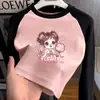 Camiseta de Manga Larga con Bloques de Color y Cuello Redondo para Niña 2026 Otoño/Invierno Nueva Llegada Mediana a Grande Infantil Cálida Versátil Casual Camiseta Base