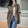 Novo Xale de Tricô 100% Lã Outono/Inverno 2026 Mangas Longas Morcego Feminino Casaco Largo Capa Casaco Top