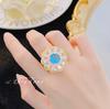 Anillo Retro Francés con Gema de Color Incrustada Estilo Europeo y Americano Lujo Ligero Anillo Tesoro de Color para Mujer Diseño de Moda de Alta Gama