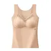 Nova regata térmica de outono e inverno para mulheres com bojos, camada base justa com acabamento em renda, roupa íntima térmica sem costura