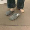 Primer Encuentro Temporada Retro Gris Lana Birkenstock Zapatos Mujer Otoño/Invierno Ropa Exterior 2026 Nuevo Sin Cordones Persona Perezosa Plus Terciopelo Medio Abiertos Zapatos