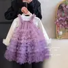 Conjunto de Vestido de Malla tipo Pastel para Niñas, Moda Novedosa Primavera y Otoño 2026, Vestido de Princesa Infantil, Conjunto de Dos Piezas de Otoño