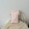 Bolsa de Celular Mini Tecida da Moda Carteira de Moedas Pequena Exquisita Bolsa de Ombro Único Transversal Bolsa Quadrada Pequena de Textura Simples Casual