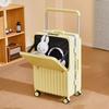 Mala de viagem com abertura frontal, mala de cabine pequena feminina de 20 polegadas, nova mala de viagem com haste larga, multifuncional e de grande capacidade, de 24 polegadas