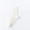 Calcetines de Cuatro Estaciones Calcetines para Mujer Verano Finos Color Morandi Doble Aguja Color Sólido Calcetines Medios para Mujer Japoneses Moda ins Calcetines de Moda