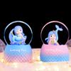Caja de música con forma de corazón de niña, diseño de sirena, princesa de ensueño, bola de cristal, caja de música con luz de nieve, adornos creativos