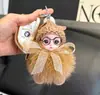 Pingente de Boneca com Óculos de Pelo de Raposa Fofo, Chaveiro de Boneca de Pelúcia Fofo, Decoração de Mochila, Presente Versátil para Meninas