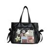 Mochila Dupla Face Estilo Ballet Laço de Fita Grande Capacidade Bolsa de Ombro/Axila Original Desenho Animado Bolsa de Dor Bolsa Tote