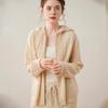 Cardigan de Cachemir de Lujo Suelto Perezoso Accesible para Mujer con Capucha Retorcida y Cremallera de Lana Chaqueta de Punto Nueva Otoño e Invierno 2025