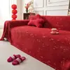 Tela Roja para Funda de Sofá de Año Nuevo, Toalla Universal Antideslizante para Sofá, Anti-Arañazos de Gato, Amigable con la Piel, Funda Transpirable, Cojín de Sofá de Seda Helada