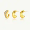 Pendientes apilables de oro de 18 quilates, juego de tres piezas, pendientes simples pulidos, pendientes de clip de lujo ligero microincrustados, juego de pendientes transfronterizos