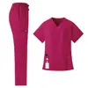 Calça Reta de Cor Sólida de Alta Qualidade com Cintura Alta Elástica, Bolsos Extras Grandes, Calça Cirúrgica para Médicos e Enfermeiros, Calça Feminina