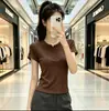 Camisa de Manga Corta Henry para Mujer Camiseta de Punto Acanalado Corte Ajustado Ropa de Yoga Botones Deportiva Camiseta Básica de Verano
