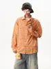 Camisa de manga larga a cuadros con estampado de estrellas color naranja dopamina, nueva colección de otoño, unisex, estilo high-street, casual y elegante