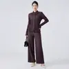 Traje de Alta Gama para Mujer Estilo Miyake, Nuevo Set de Dos Piezas Versátil para Primavera y Otoño, Chaqueta tipo Cárdigan Elegante Profesional para el Trabajo y Pantalones Rectos