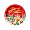 Conjunto de Natal com tema vermelho do Papai Noel em desenho animado, com boneco de neve e pinguim, pratos de papel, copos e guardanapos para suprimentos de festa de fim de ano