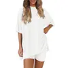 2025 Verano Nuevo Transfronterizo Europeo y Americano Amazon Comercio Exterior Moda Casual Color Sólido Holgado Conjunto de Pijama para Mujer