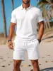 Nuevo conjunto de verano para hombre, casual, deportivo, versátil, corte slim, manga corta, moda, camiseta POLO y shorts, transfronterizo