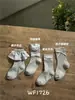 Wf1726 Novedad de Primavera Calcetines para Niños Bebé Gris Cuadros Algodón Peinado Calcetines Cortos Calcetines Estilo Princesa Venta al por Mayor