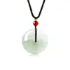 Pingente de Jade Natural Tianshan para Mulheres e Homens, Pingente de Jade Seda Dourada, Colar Fivela da Paz Cor Jadeíta