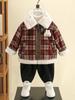 8832 Casaco Infantil de Pelo Integrado Outono e Inverno 2026 Novo Estilo Roupa de Inverno em Lã Estilo Coreano para Meninos Casaco de Lã Xadrez