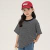 Camiseta de primavera de manga corta para niña 2024 nueva camiseta casual de rayas para niños camiseta básica de rayas para bebé cómoda transpirable