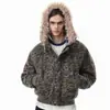 Chamarra acolchada de invierno cálida Magic Bear, diseño de oso de montaña, cuello de piel sintética, chamarra acolchada de camuflaje, abrigo acolchado estilo callejero americano para hombre