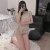 Lencería sexy, traje transparente de gasa sexy, tentación encantadora, pijama transparente bordado, camisón clásico cálido y caliente para mujer.