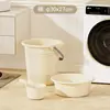 Juego de Cubo de Agua para el Hogar, Lavabo, Cucharón de Agua, Cubo de Plástico Engrosado, Gran Capacidad, Uso Doméstico, Set de Tres Piezas para Baño en Dormitorio de Estudiantes